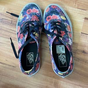 Space and flowers vans tie shoes